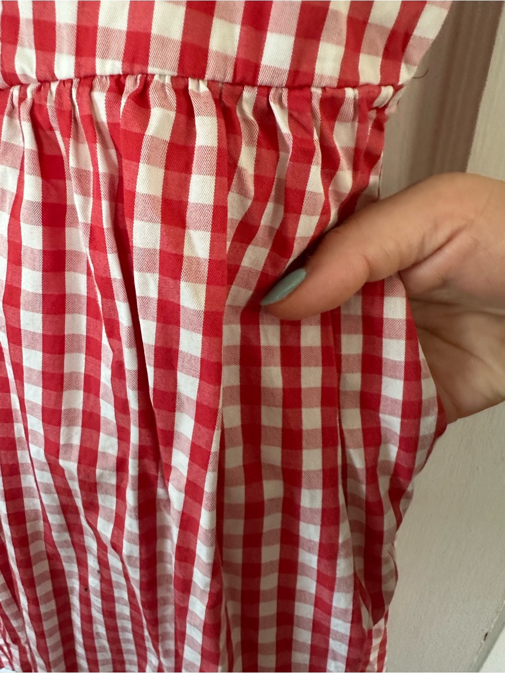 Old Navy Red & White Gingham Sundress with Smocked Neckline - Picture 5 of 5